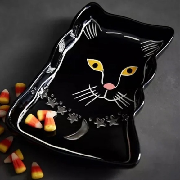 Anthropologie Francesca Kaye | Halloween Magic | Cat Dessert‎ Plate - Picture 1 of 10